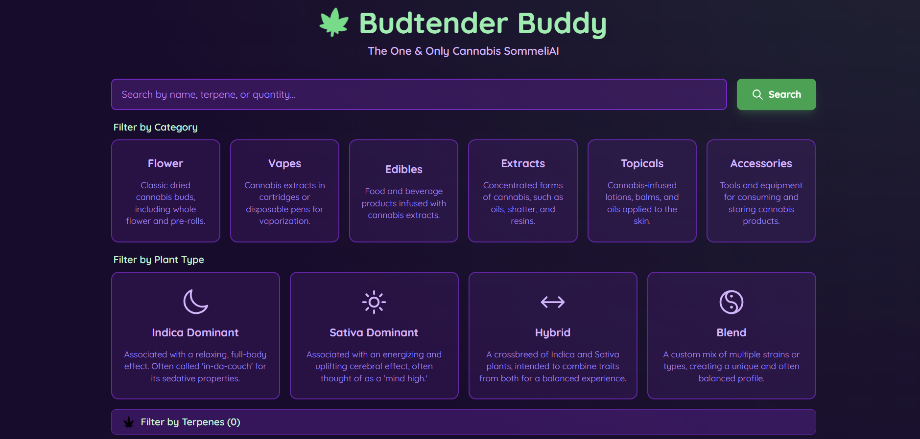 Budtender Buddy Homepage