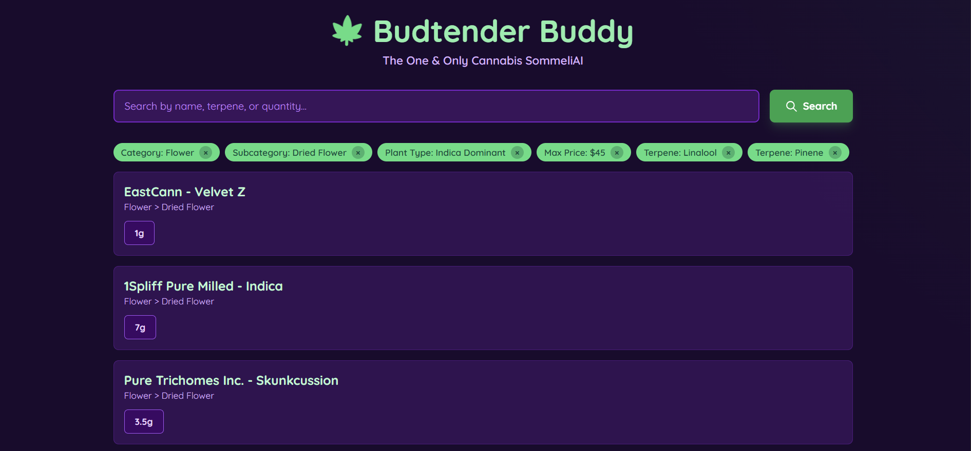 App Search and Filter View